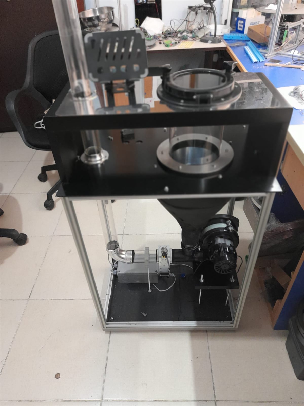Front view of the blower and separator assembly